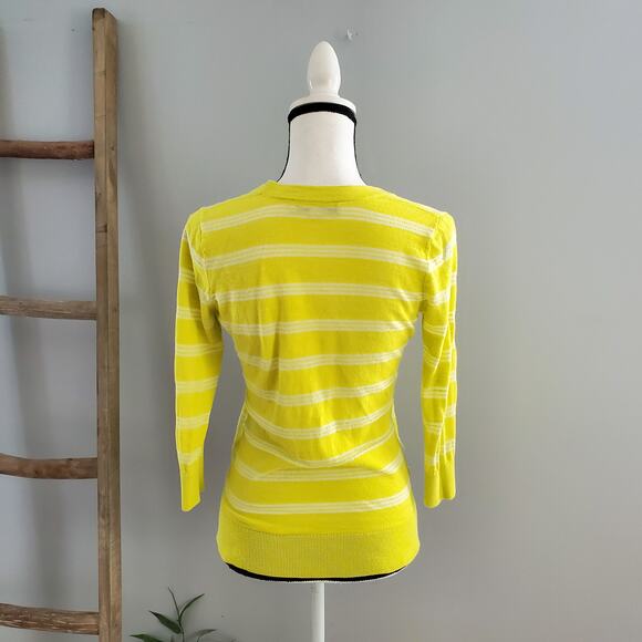 LOFT Women's Yellow Striped Pocket Cardigan Size S - Picture 2 of 10